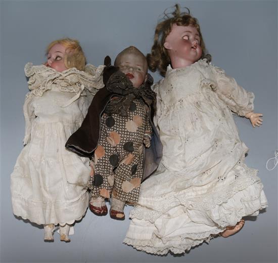 Three German bisque head dolls